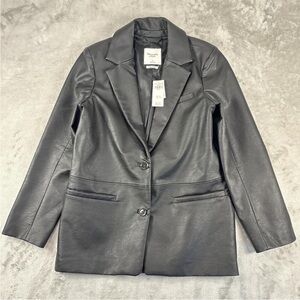 Abercrombie & Fitch Womens Vegan Leather Blazer Jacket Size Small NWT
